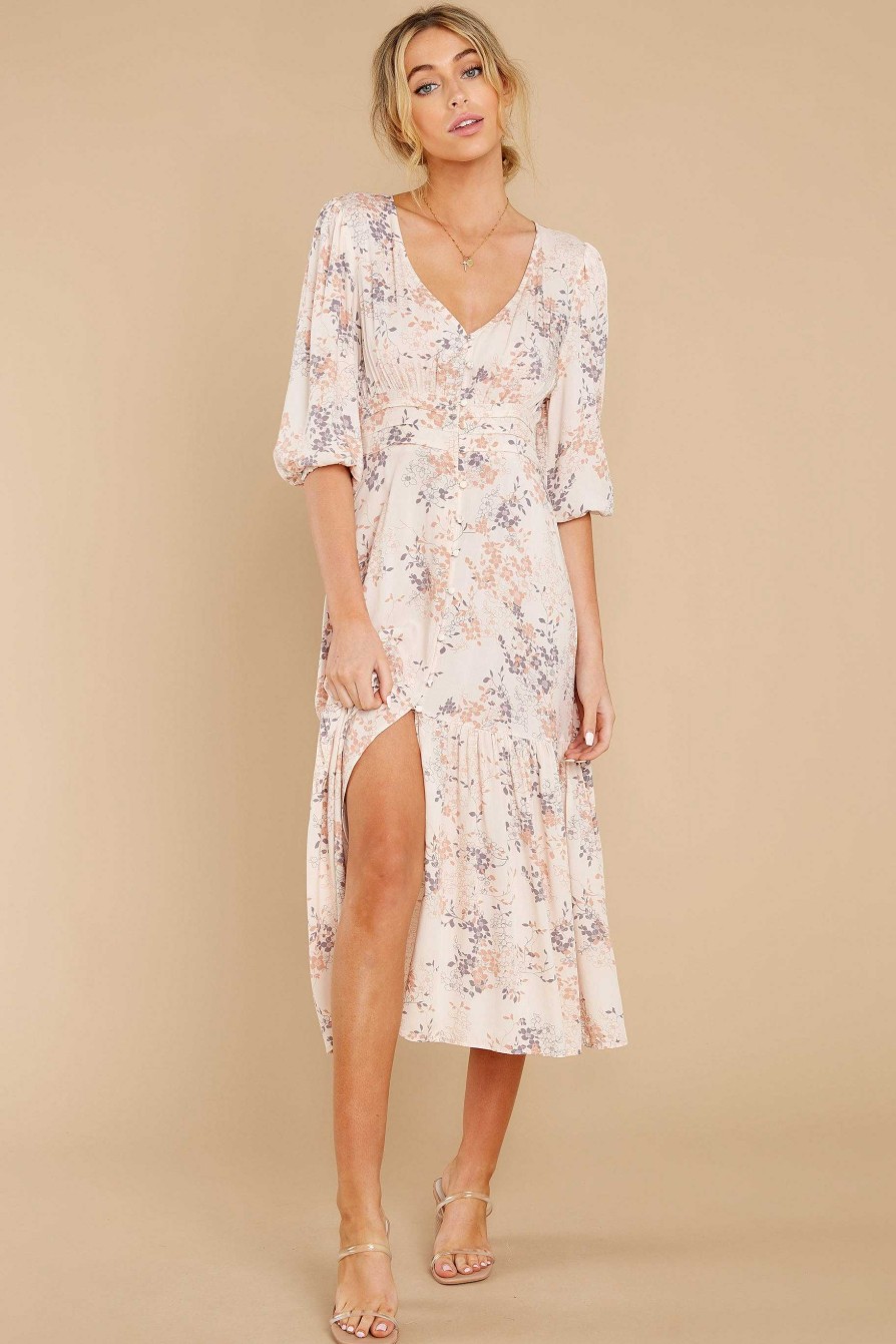 Clothing Red Dress Midi Dresses | Love You More Blush Floral Print Maxi Dress Pink