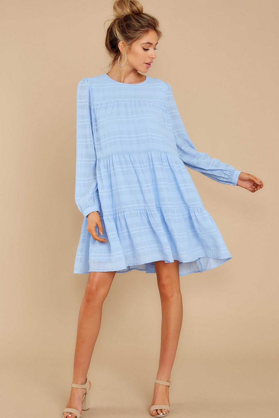Clothing Red Dress Mini Dresses | In A Way Print Dress Light Blue