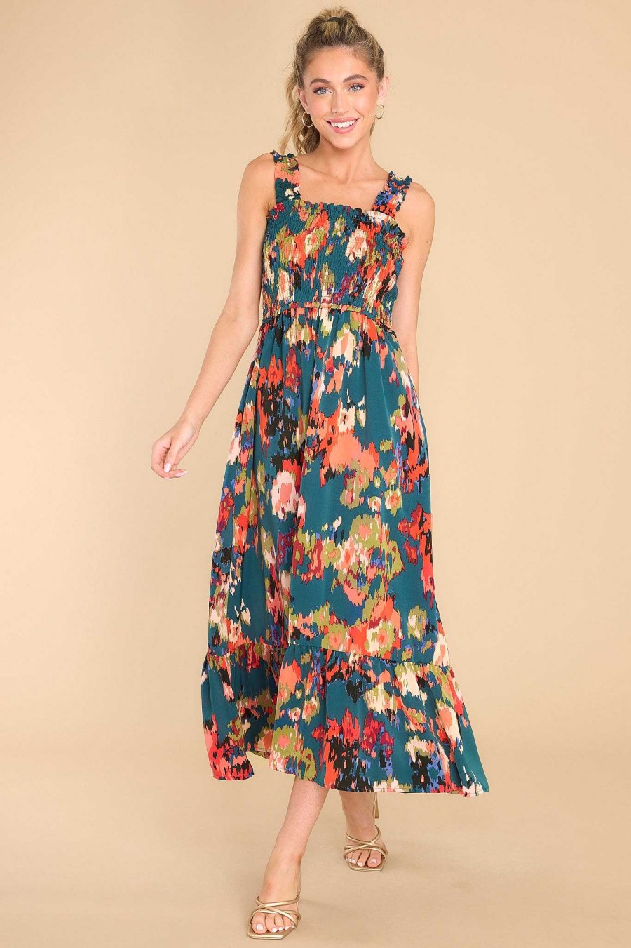 Clothing Red Dress Midi Dresses | Offer The World Multi Maxi Dress Teal
