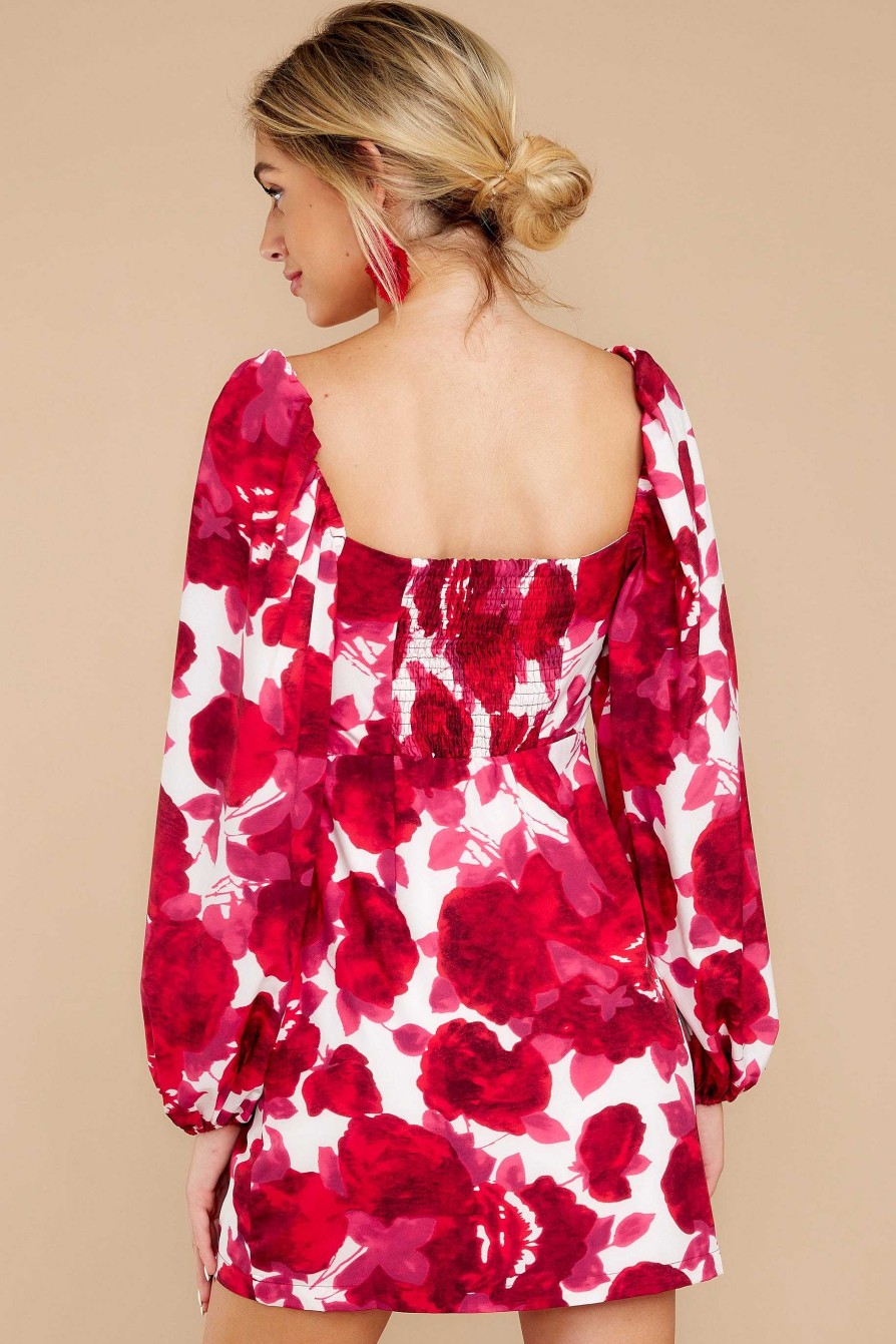 Clothing L'ATISTE Mini Dresses | No Reservations Red Floral Print Dress Pink