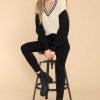 Clothing Z Supply Casual Tops | Hunter Varsity V-Neck Dove Sweater Beige