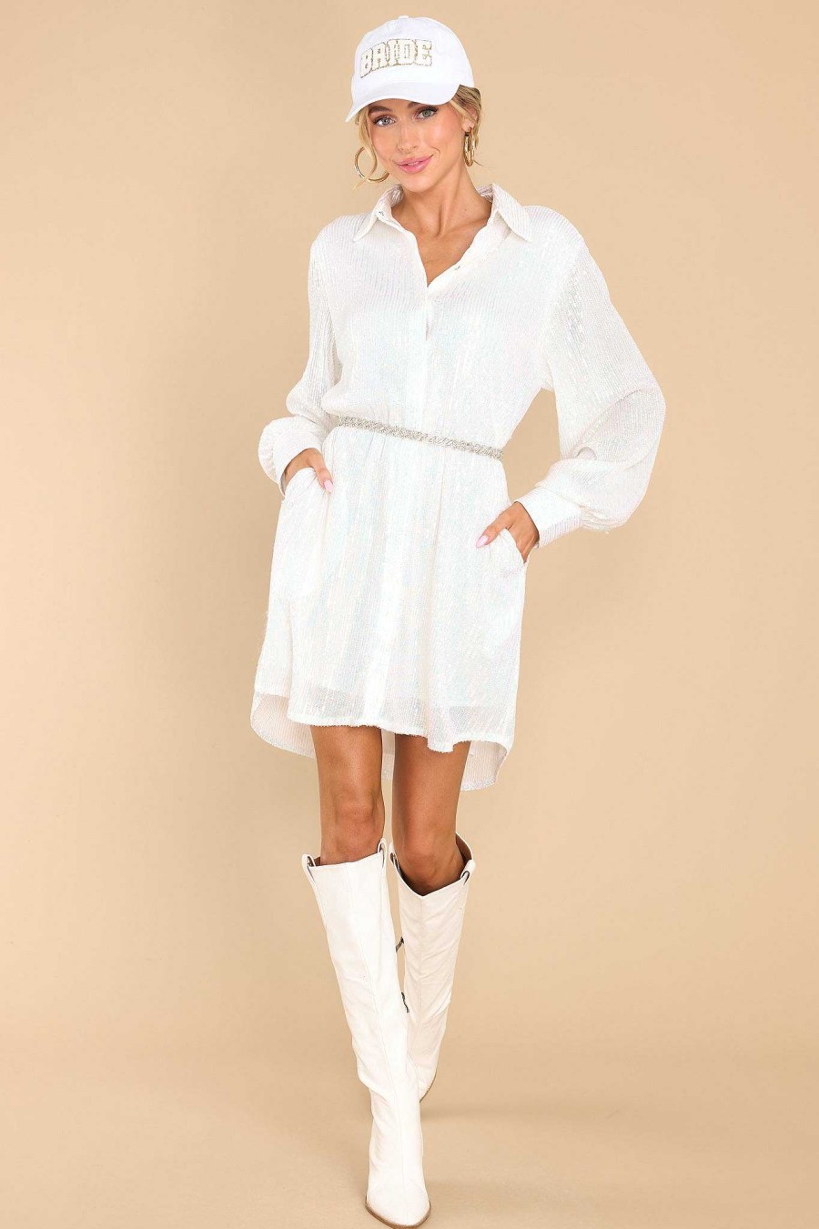Clothing Red Dress Mini Dresses | All That Jazz Sequin Tunic White