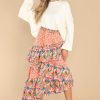 Clothing Aura Skirts | Sunset Horizon Hues Print Midi Skirt Multi