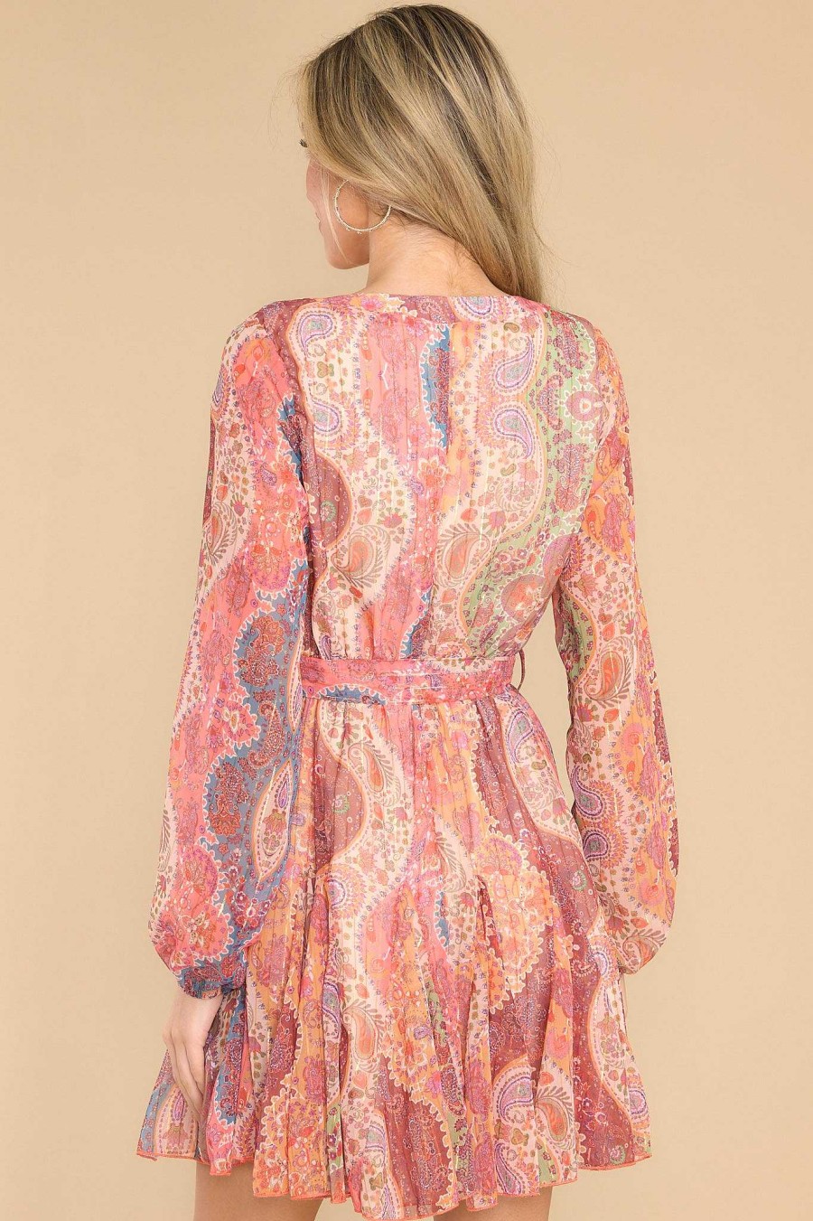 Clothing Red Dress Mini Dresses | Absolutely Inspiring Multi Print Mini Dress Rust