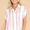 Clothing Red Dress Casual Tops | Front Cover Vibes Stripe Top White