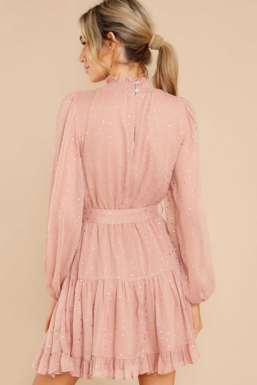 Clothing Red Dress Mini Dresses | Love Struck Print Dress Peach