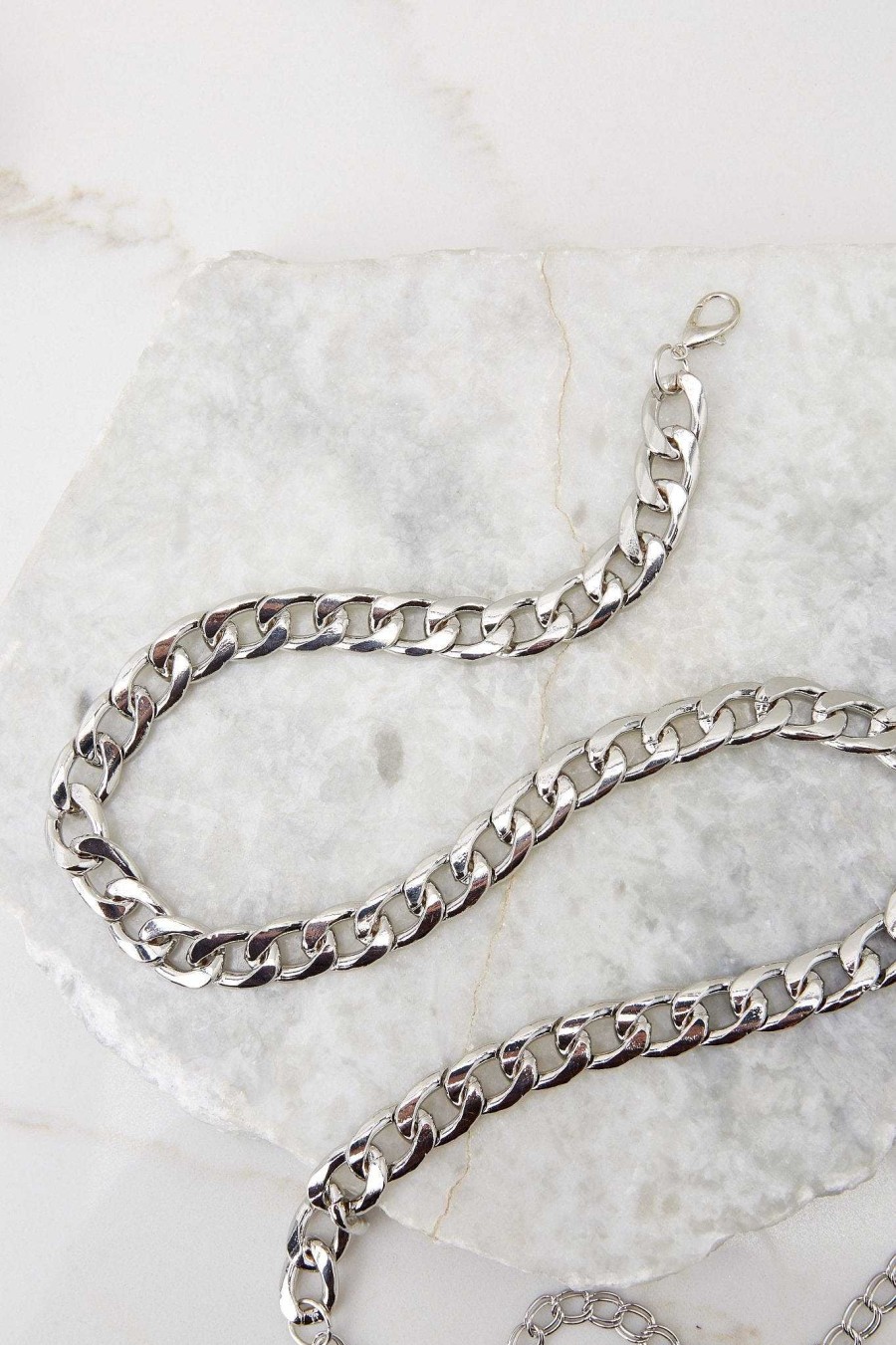 Accessories Red Dress Belts | Ready To Go Chain Belt Silver