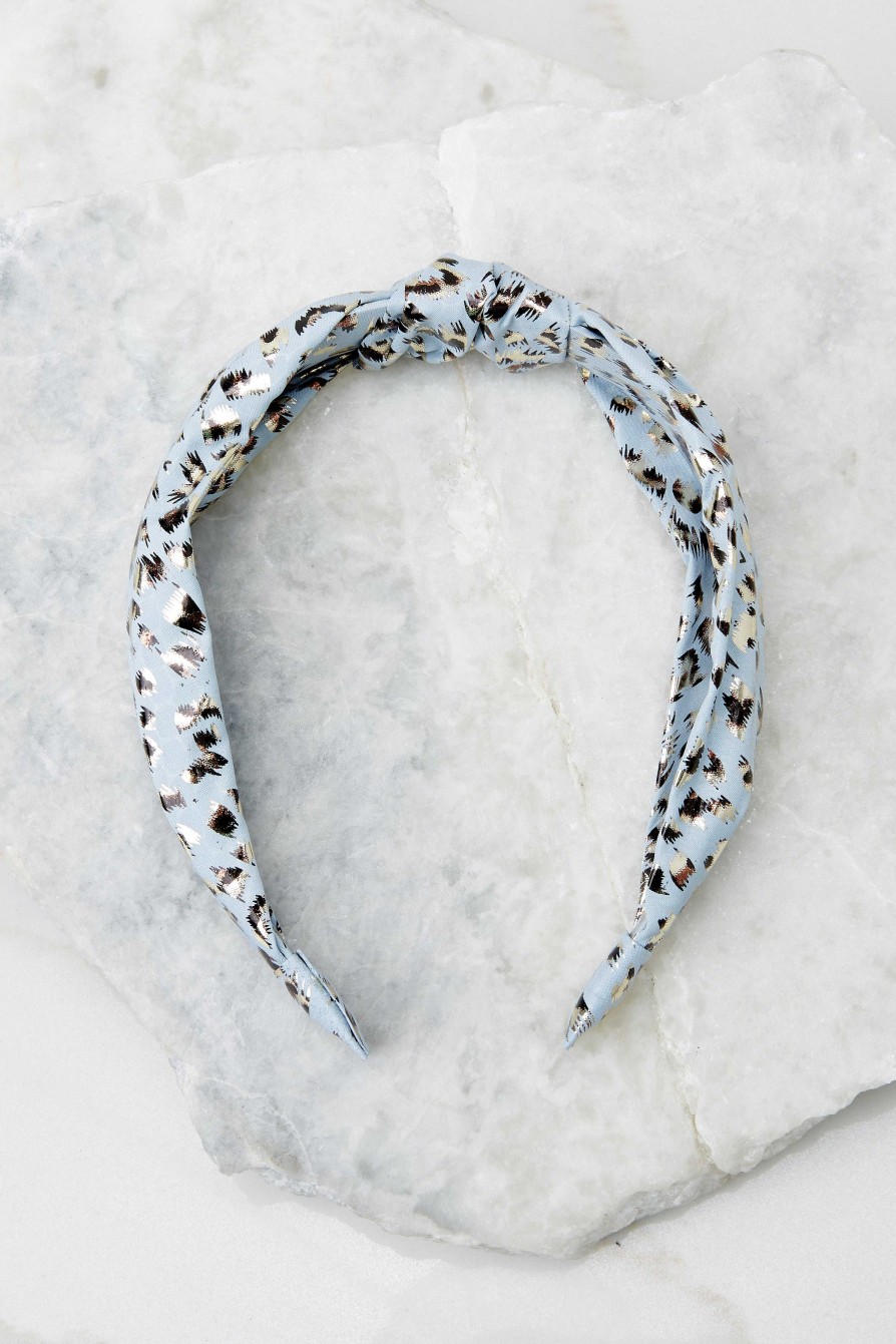 Accessories Red Dress Hair Accessories | Playing Coy Light Leopard Print Headband Blue