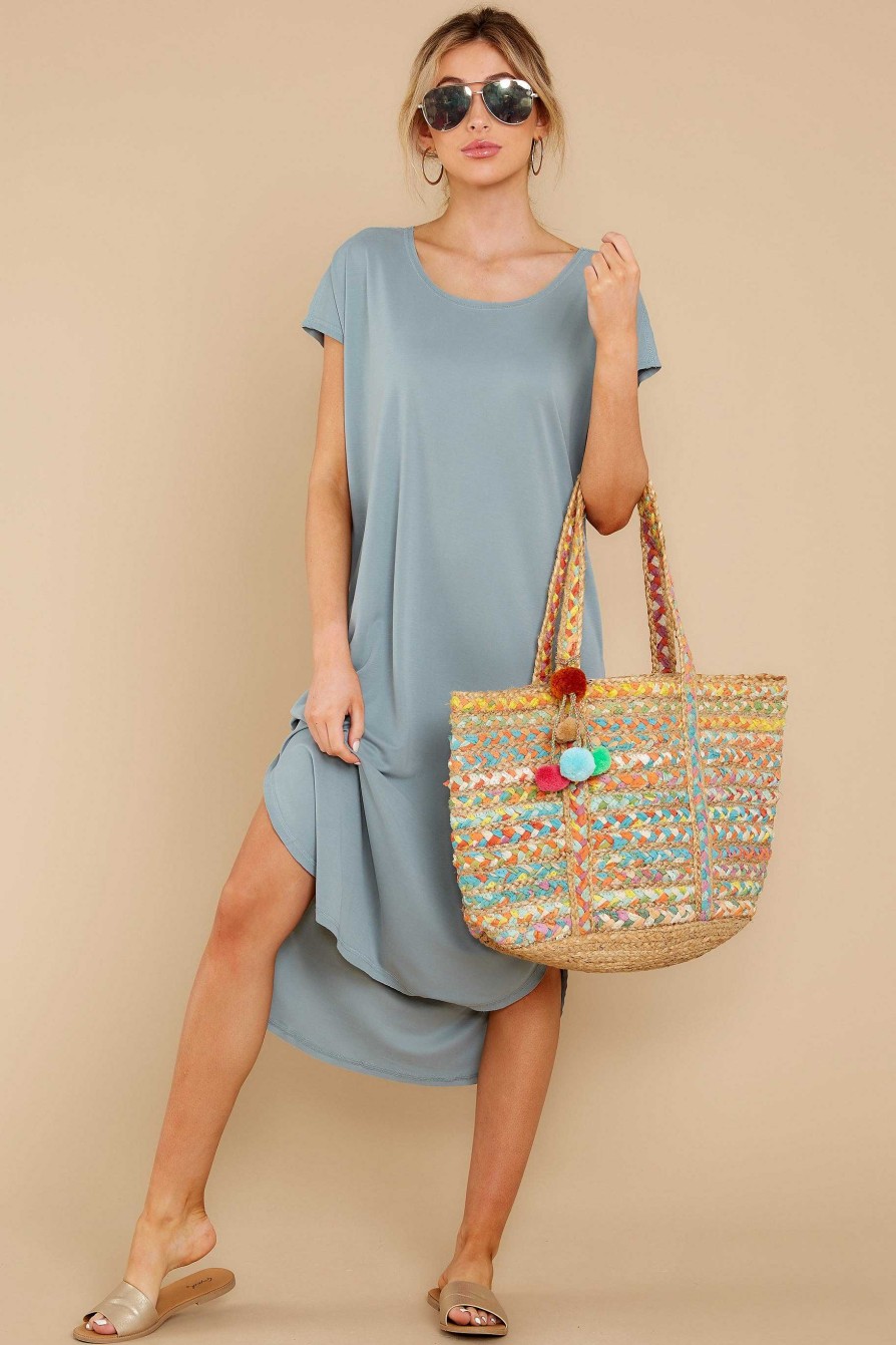 Clothing Red Dress Midi Dresses | Look For Comfort Dress Dusty Blue