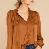 Clothing Red Dress Blouses & Shirts | Set The Mood Cinnamon Top Brown