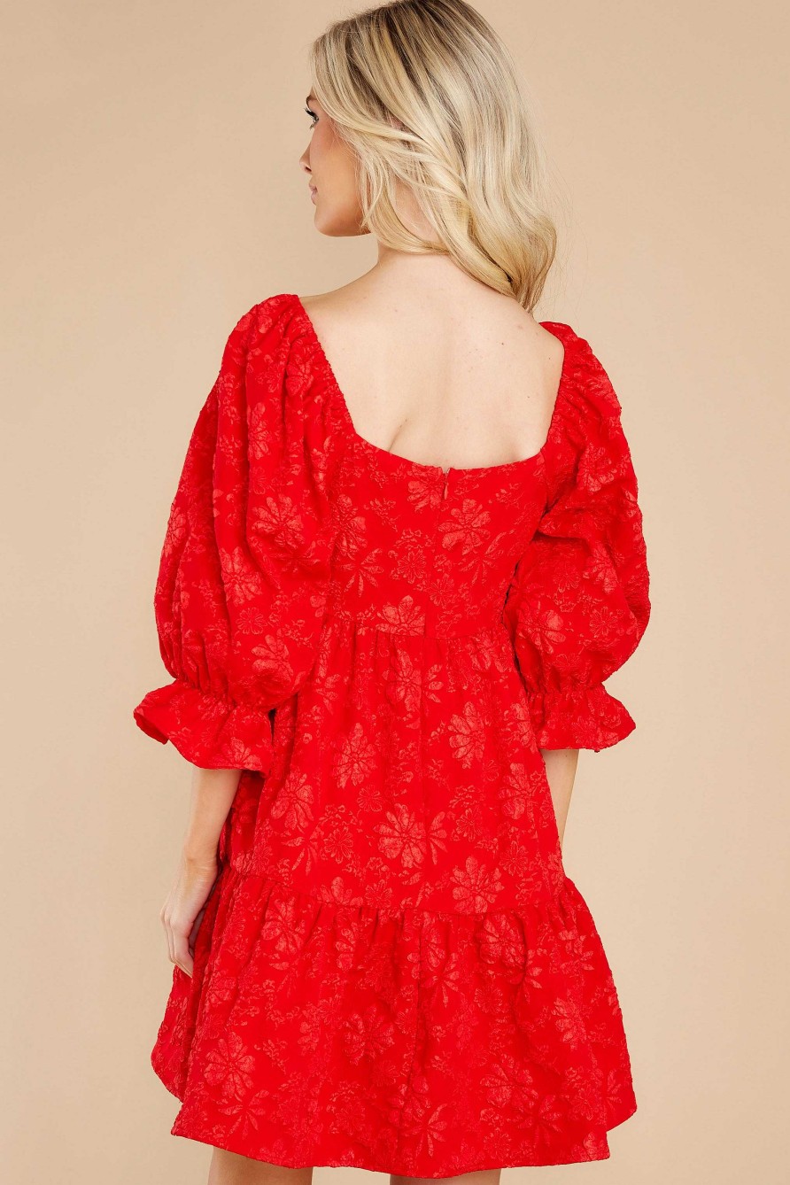 Clothing Red Dress Mini Dresses | Little Daisy Floral Print Dress Red
