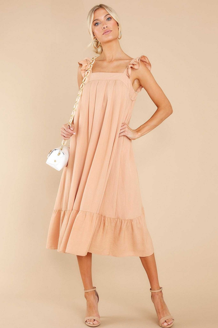 Clothing Red Dress Midi Dresses | So You Hear Midi Dress Antique Peach