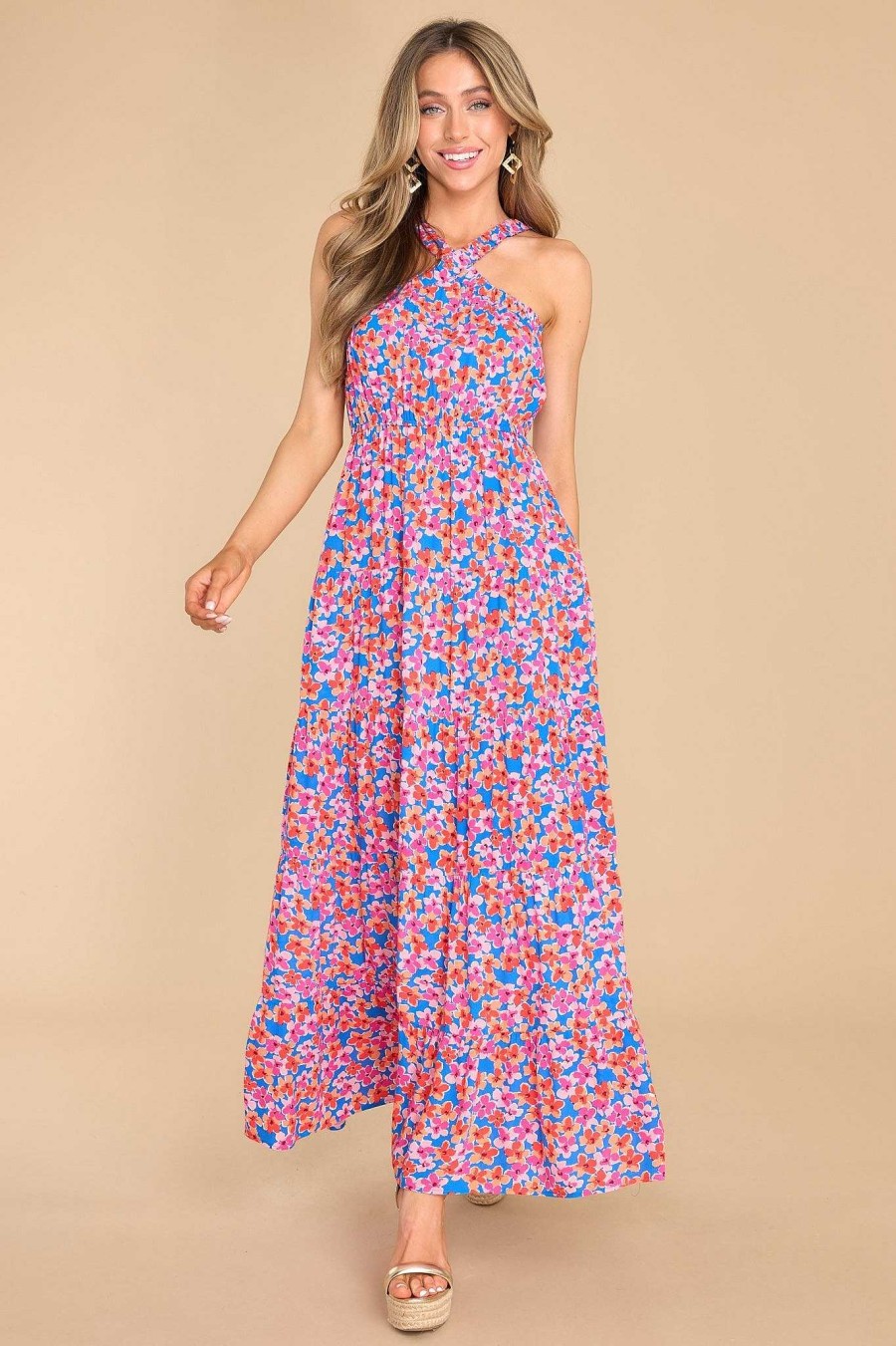 Clothing Red Dress Maxi Dresses | Divine Designs Multi Floral Maxi Dress Blue