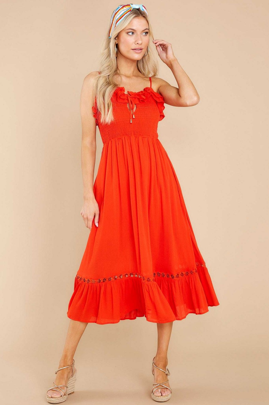 Clothing Red Dress Midi Dresses | Get My Attention Midi Dress Red