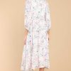 Clothing Red Dress Midi Dresses | Share My Day Floral Midi Dress Ivory
