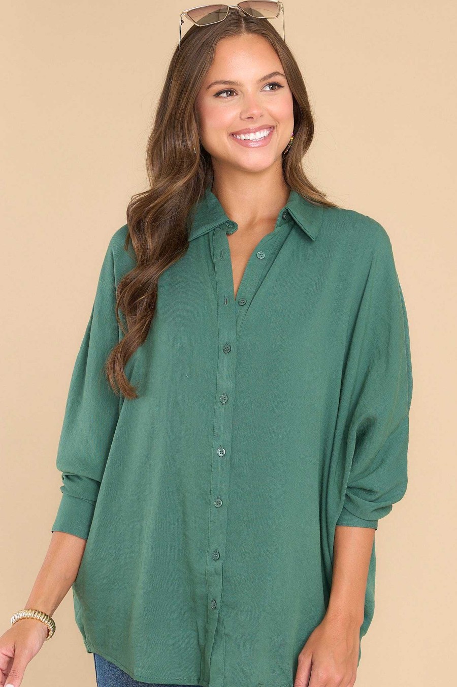 Clothing Red Dress Casual Tops | Off To Work Pine Top Green