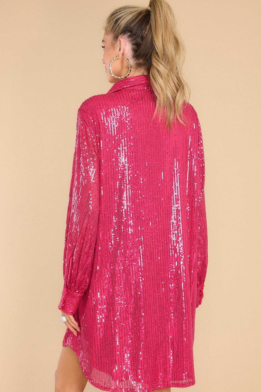 Clothing Red Dress Mini Dresses | All That Jazz Pink Sequin Tunic Fuchsia