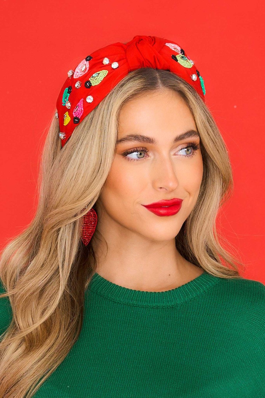 Accessories Red Dress Hair Accessories | Christmas Bulbs Headband Red