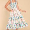 Clothing Aura Midi Dresses | Such A Dreamer Multi Stripe Midi Dress Desert Sage