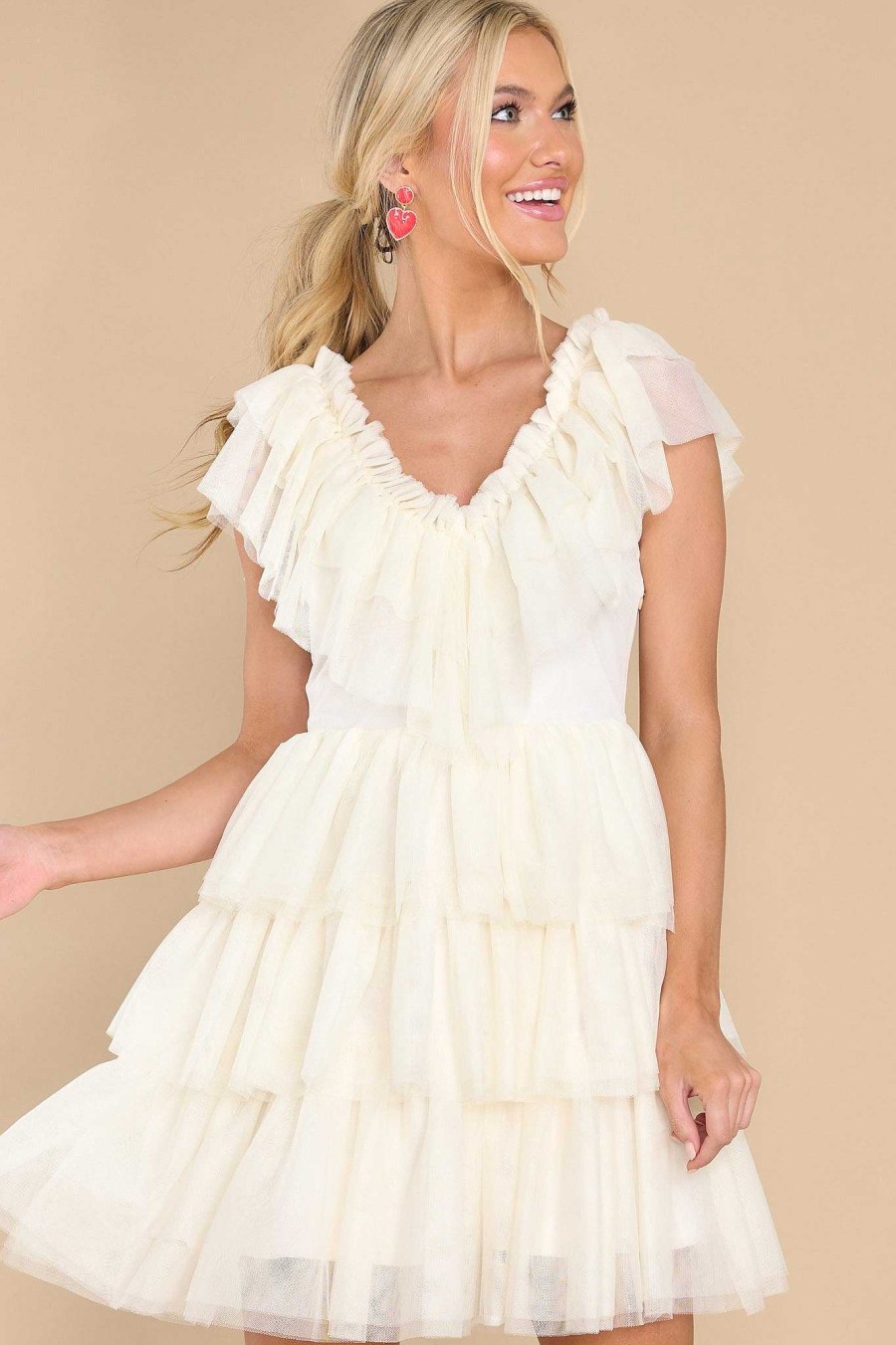 Clothing Red Dress Mini Dresses | Feels Like A Dream Dress Off White