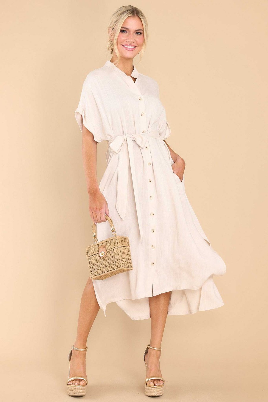 Clothing Red Dress Midi Dresses | Find Your Bliss Midi Dress Natural