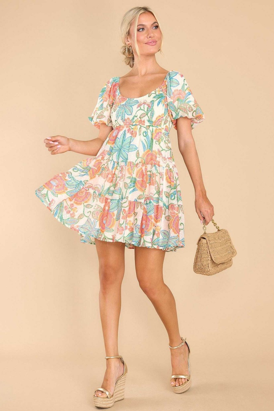 Clothing Red Dress Mini Dresses | Golden Rule Multi Print Dress Ivory