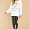 Clothing Peach Love California Casual Tops | Fearless Intuition Multi Stripe Sweatshirt White