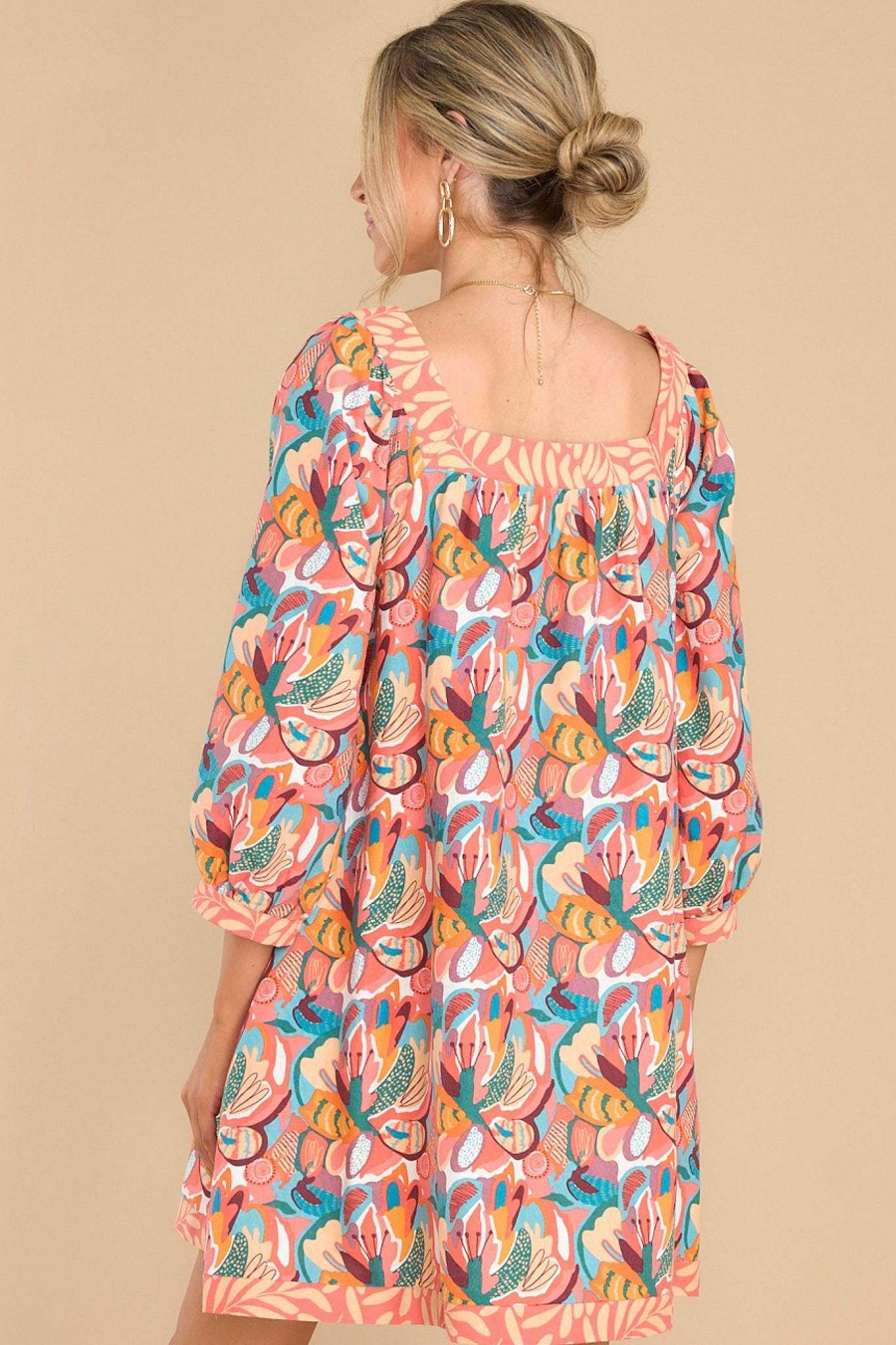 Clothing Aura Mini Dresses | Fate Told Me To Floral Print Dress Coral