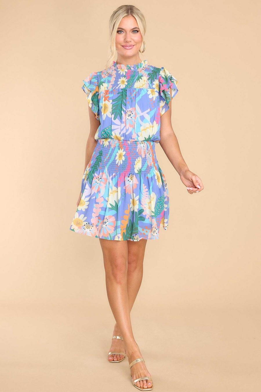 Clothing Red Dress Mini Dresses | Happy Days Are Here Multi Print Dress Blue