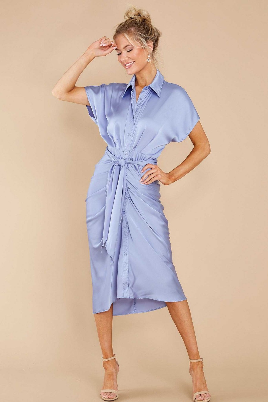 Clothing Red Dress Midi Dresses | Elegant Edge Midi Dress Misty Blue