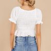Clothing Red Dress Blouses & Shirts | Happy Melody Crop Top White