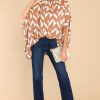 Clothing Red Dress Blouses & Shirts | Living For Me Print Blouse Tan