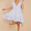 Clothing Red Dress Rompers | Prettiest Of The Garden Blue Floral Print Romper Dress Light Blue