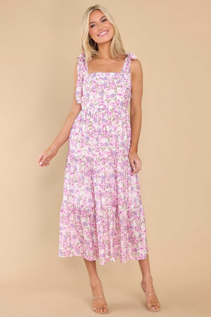 Clothing Red Dress Midi Dresses | To You From Me Midi Dress Pink Floral