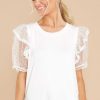 Clothing Red Dress Blouses & Shirts | The Sweetest Day Top White