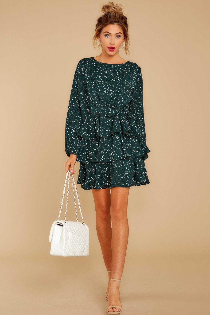 Clothing Red Dress Mini Dresses | How We Met Print Dress Green