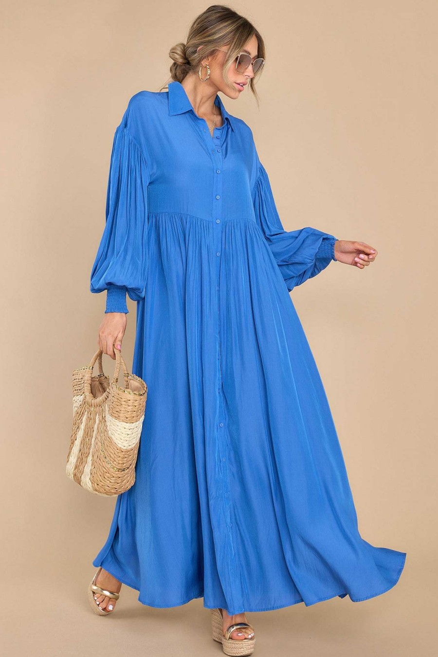 Clothing Palms Away Maxi Dresses | Run Towards Love Maxi Dress Blue
