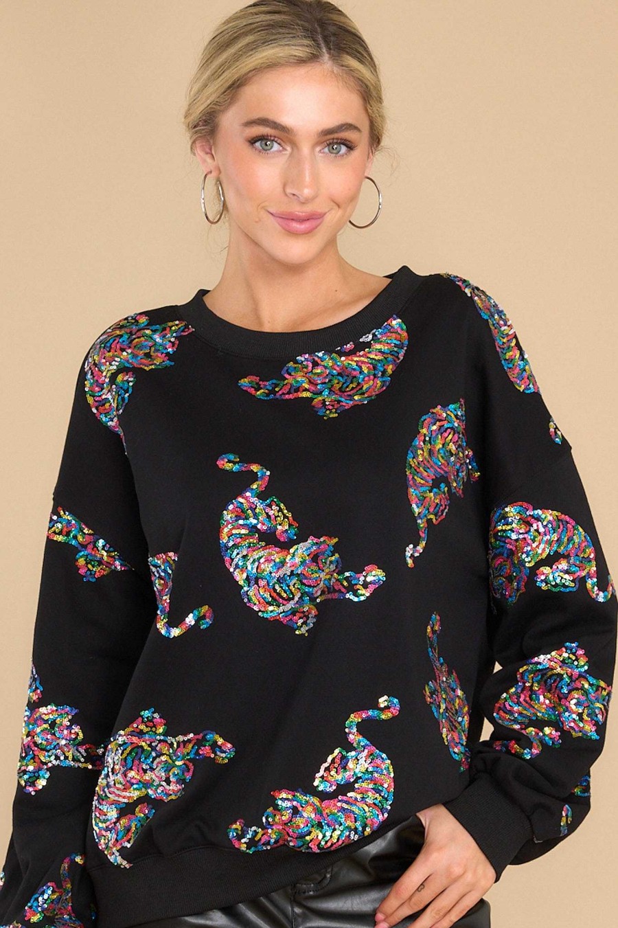 Clothing Red Dress Casual Tops | Lead The Pack Sweatshirt Black