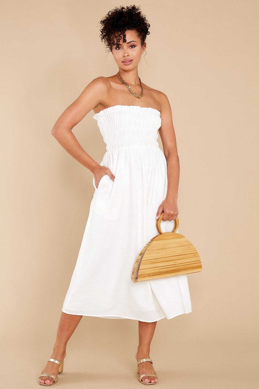 Clothing Red Dress Midi Dresses | Dancing By Moonlight Midi Dress White