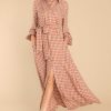 Clothing Aura Maxi Dresses | Rustic Elegance Plaid Maxi Dress Brick