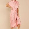 Clothing Red Dress Midi Dresses | Elegant Edge Midi Dress Rose