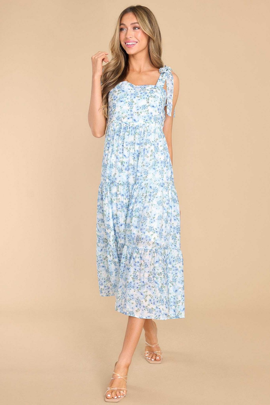 Clothing Red Dress Midi Dresses | To You From Me Midi Dress Blue Floral