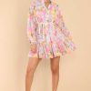 Clothing Red Dress Mini Dresses | Oh So Delicate Multi Floral Dress Pink