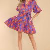 Clothing Alden Adair Mini Dresses | Charlotte Dress Cobalt Tea Garden