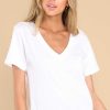 Clothing Z Supply Casual Tops | Girlfriend V-Neck Tee White