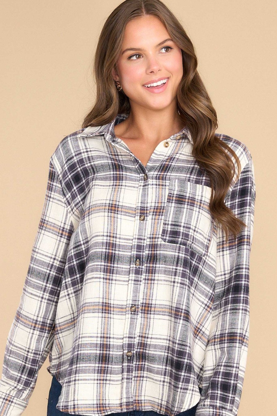 Clothing Red Dress Casual Tops | Electric Love Plaid Top Dark Orchid
