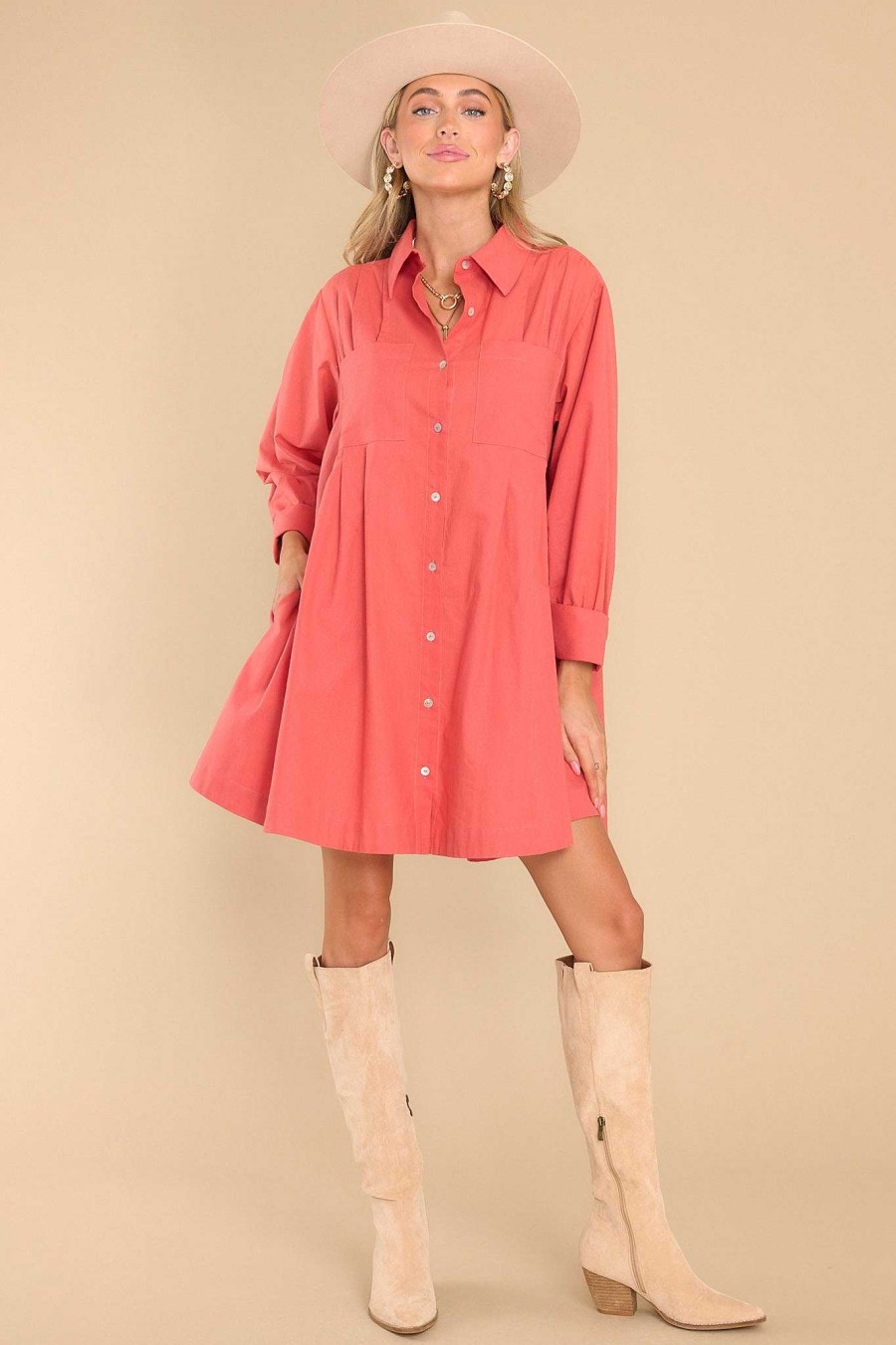 Clothing Aura Mini Dresses | Game Changer Spice Dress Red Orange