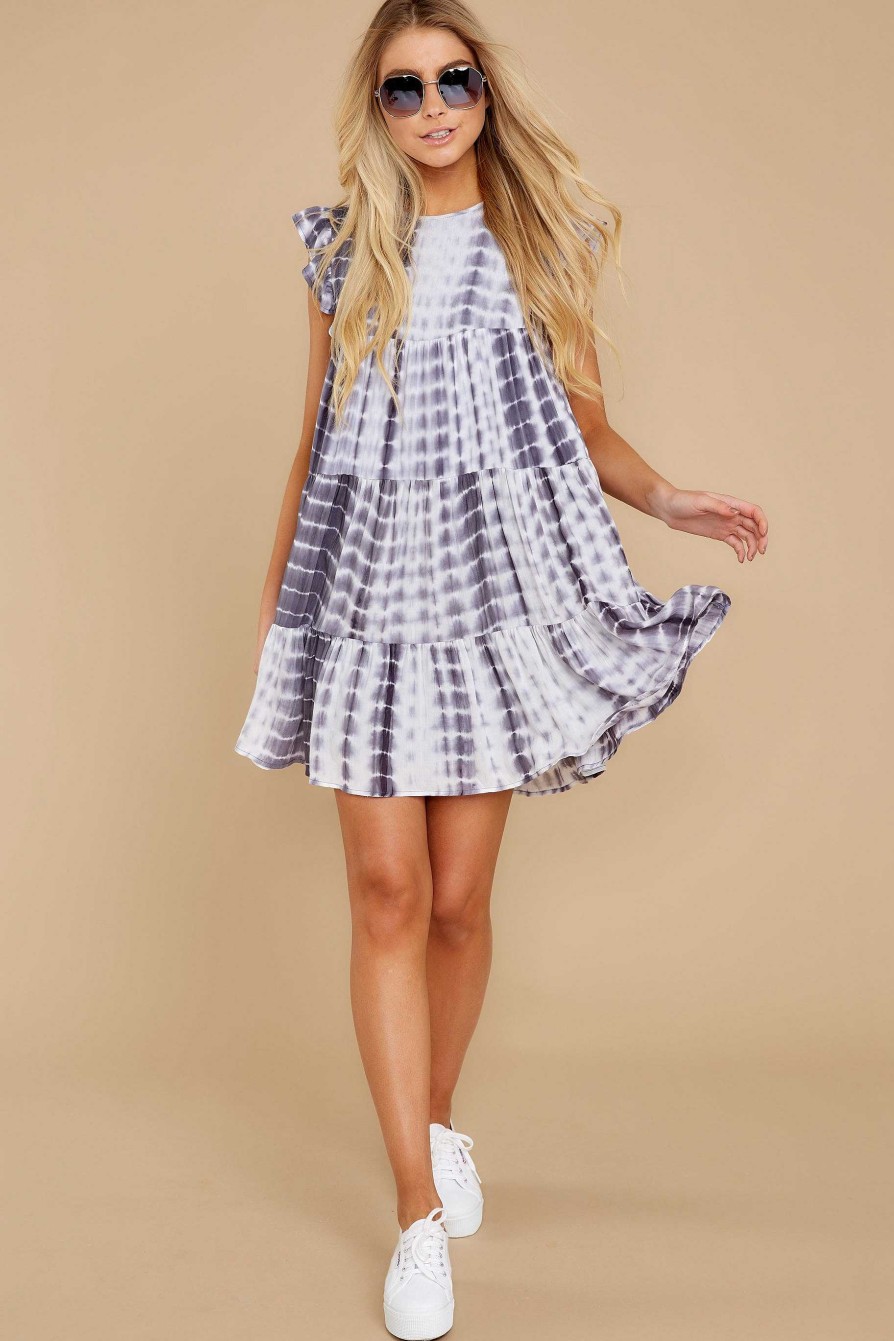 Clothing Red Dress Mini Dresses | Magic Maker Multi Tie Dye Dress Grey