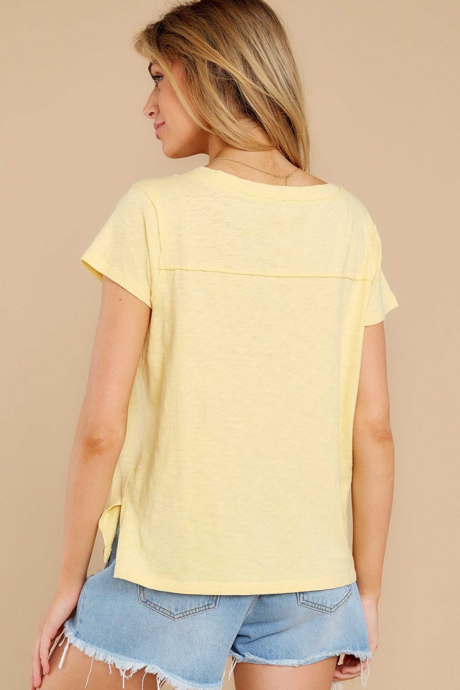 Clothing Z Supply Tees | The Cotton Slub Easy V-Neck Tee Sunny Yellow