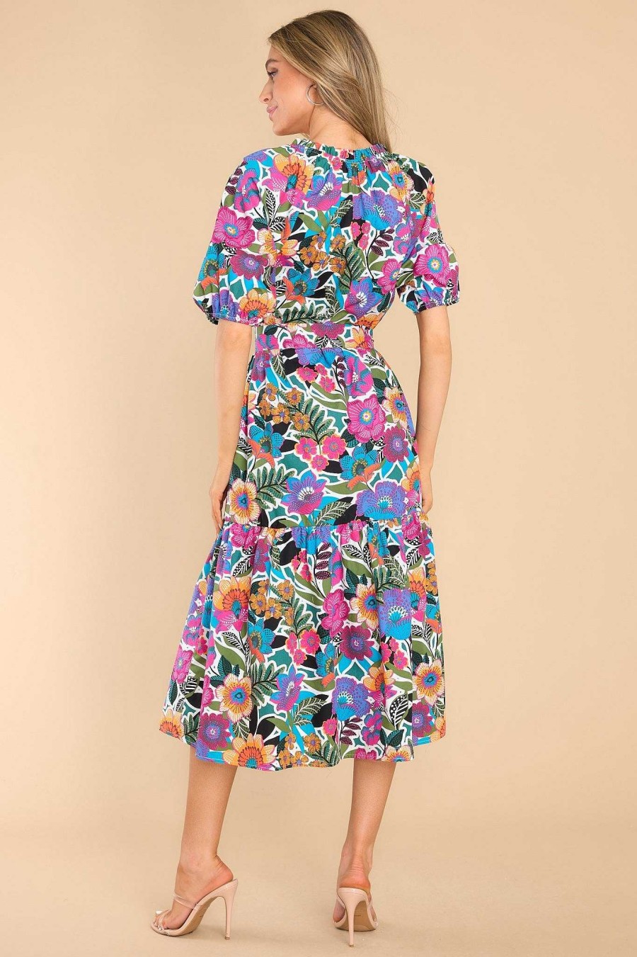 Clothing Red Dress Midi Dresses | Flawless Expression Multi Floral Print Maxi Dress White